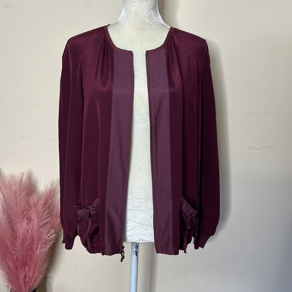 St. John • silk bomber jacket with full zip front - Picture 2 of 11